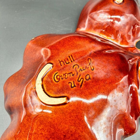 Hull Brown Drip Glaze Pottery Leaf shaped Divided Dish Chip Dip Dish Platter - Picture 6 of 7